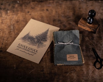 Muestras de tela de lino / marrón y verde / KnockKnockLinen