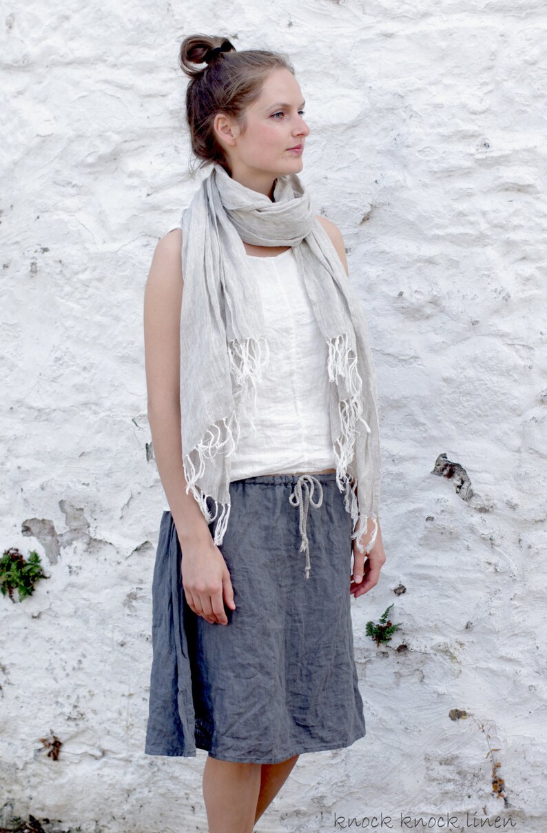 Linen Skirt SIMPLICITY Drawstring Waist Loose Linen Skirt Etsy