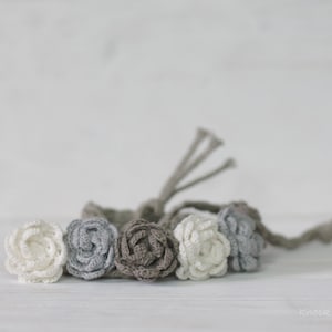 crochet linen belt |  crocheted flowers | flower belt | boho headband | home decoration