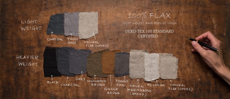 A collection of linen samples to help you pick your fabric color by KnockKnockLinen