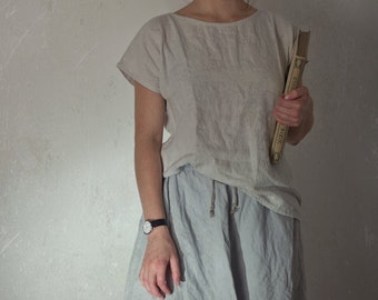 loose linen top SIMPLICITY |  minimalist linen top | loose shirt | basic linen top | minimal blouse | linen t-shirt | linen shirt for women