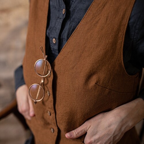 Linen vest shops PHOTOGRAPHER | linen waistcoat | classic linen vest | V-neck vest | linen vest women | boho linen vest women