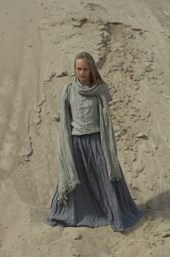 long skirt TULIP | linen skirt | maxi skirt | drawstring waist skirt with pockets | plus size linen summer skirt | elastic waist skirt