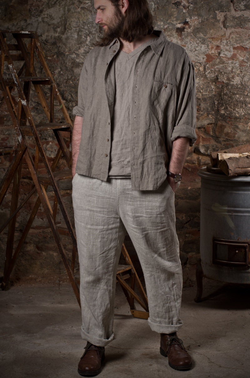 retro linen shirt men