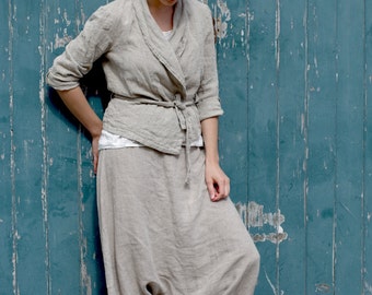 linen wrap jacket | loose linen jacket | linen summer jacket with shawl collar | linen jacket for women | duster jacket