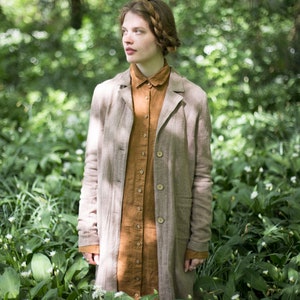 LINEN SHIRT DRESS |  loose linen summer shirtdress | loose linen dress bellow the knee | button linen dress with sleeves