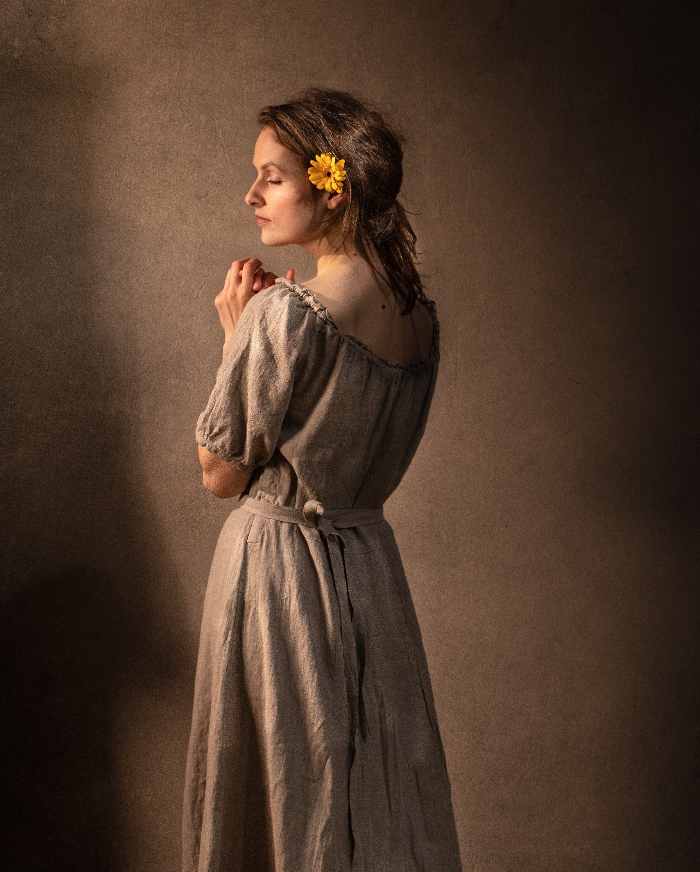 flora linen maxi dress linen maxi dress with slit FLORA, slit dress, cottagecore dress, long dress, festival dress, wedding dress