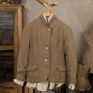 Edwardiaans geïnspireerd linnen jack BOTANIST, met een rustiek, ambachtelijk karakter, laat-victoriaanse jas, klassiek jack, linnen blazer