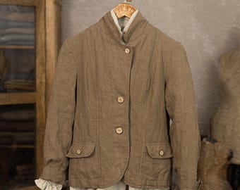 Edwardian-inspired linen jacket BOTANIST, with a rustic, artisan character, late Victorian jacket, classic jacket, linen blazer