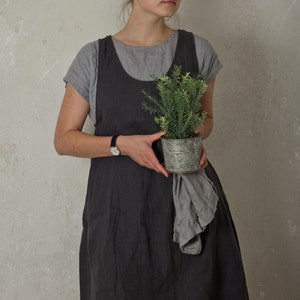 linen apron dress GARDEN | sleeveless pinafore dress with pockets | antique french style pinafore dress | tunic dress women | garden apron
