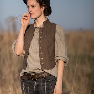 Linen Vest VICTORIA | Regency Waistcoat | Victorian Linen Vest | Linen Top | Boho Vest | Womens Waistcoat | Cottagecore Vest