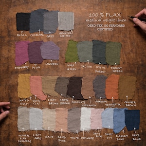 A collection of linen samples to help you pick your fabric color by KnockKnockLinen