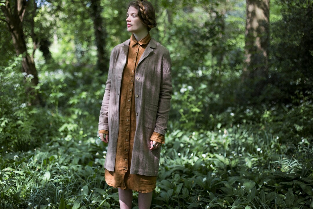 LEINEN Hemdkleid weites Leinen Sommerkleid Tunika Kleid mit