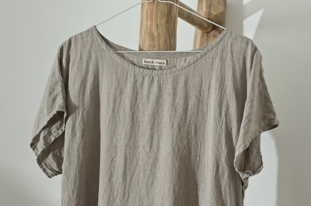 Linen Tee Shirt SIMPLICITY Loose Linen Shirt Basic Linen | Etsy
