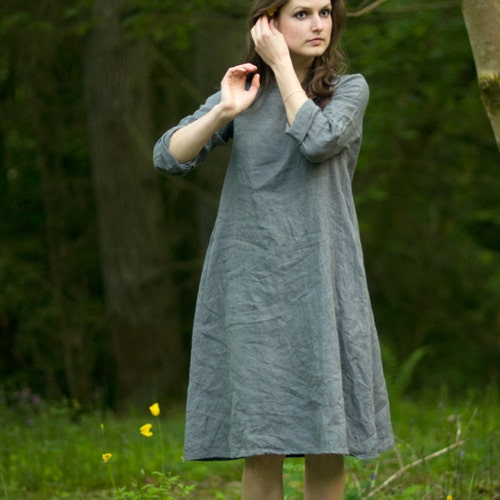 Linen Dress Leah With Long Sleeves - Etsy