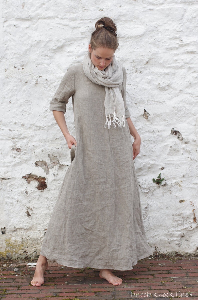 MONK linen dress linen summer dress linen maxi dress long linen dress linen dresses linen trapeze dress