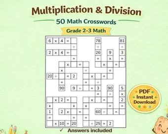 Math Crosswords: Multiplication & Division, 2nd-3rd Grade (PDF Printable Worksheets)