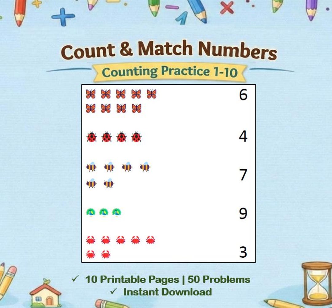 Count and Match | Preschool Math Printable | Numbers 1–10 | Teachers ...