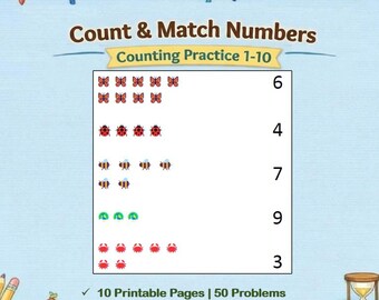 Count and Match | Preschool Math Printable | Numbers 1–10 | Teachers and Parents Help | PDF