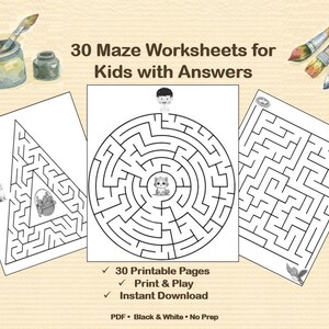 Maze Worksheets for Kids | 30 Fun Printable Brain Games (PDF Download) image 1