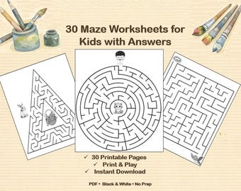 Maze Worksheets for Kids | 30 Fun Printable Brain Games (PDF Download)