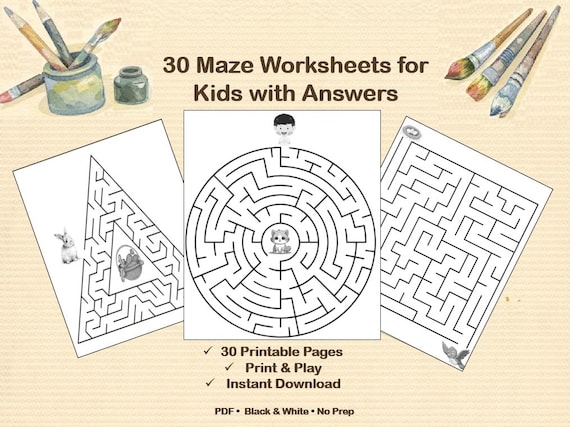 Maze Worksheets for Kids | 30 Fun Printable Brain Games (PDF Download)