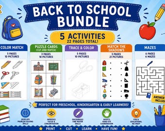 Back to School Activities Bundle | Preschool, Kindergarten | Printable PDF