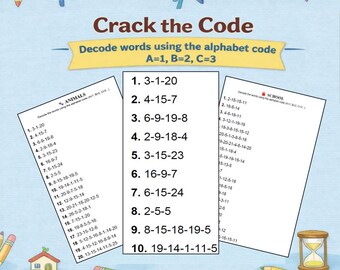 Alphabet Decoding for Kids | Crack the Code | Decode the Word A=1 B=2 | Alphabet Practice Printable