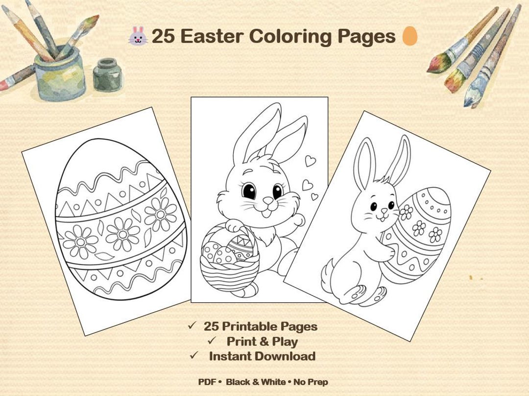 Easter Coloring Pages for Kids – Bunnies & Eggs Printable Activity (PDF ...