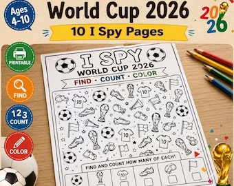 World Cup 2026 I Spy Game | Soccer Find Count Color Activity (Digital Download)