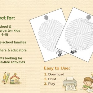 Maze Worksheets for Kids | 30 Fun Printable Brain Games (PDF Download) image 3