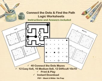 Connect the Dots Maze Worksheets | 40 Kids Brain Games (PDF Download)