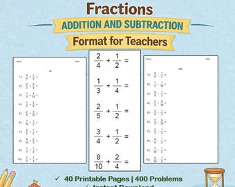Adding and Subtracting Fractions With Unlike Denominators | Teacher Resource & Homeschool | 400 Problems with Answers