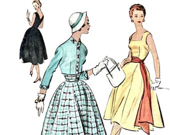 Vintage 1954 McCall's Misses' Dress and Spencer Jacket Pattern 9725 Size 16 (34" Bust)