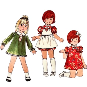 ヴィンテージ 1960 年代 70 年代 Butterick 幼児用女の子用ドレスとエプロン パターン 6495 // サイズ 1 (胸囲 20 インチ)