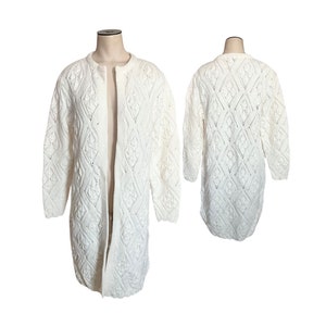 Vintage Misses&#39; Bradley Knitwear &quot;Wintuk&quot; Long Cardigan Sweater Acrylic // Size S M L