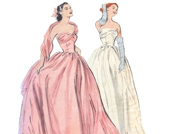 Vintage 1950s Butterick Misses' Evening Gown Pattern 6011 // Size 16 (34" Bust)