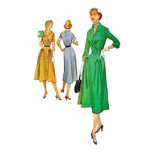 Vintage 1953 McCall&#39;s Misses&#39; Dress with Wrap Front Look Bodice // Size 12 (30&quot; Bust)