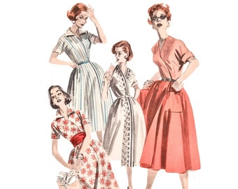 Vintage 1957 Misses' Butterick Quick 'N Easy Wrap-Around Dress Pattern 7995 // Size 16 (36" Bust)