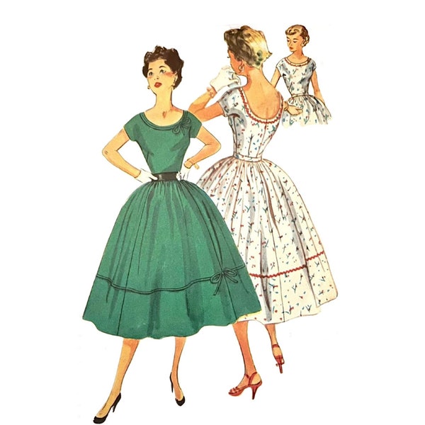 Vintage 1950s Simplicity Juniors' Full Skirted Dress Pattern 4637 // Size 13 (31" Bust)