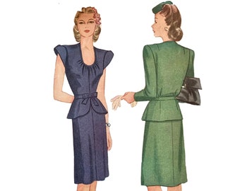 Vintage 1944 Simplicity Misses' Dress Pattern 1172 Size 16 (34" Bust)