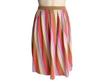 Vintage 1960s Koret of California Knit Stripe Boucle Skirt // XS 0 2