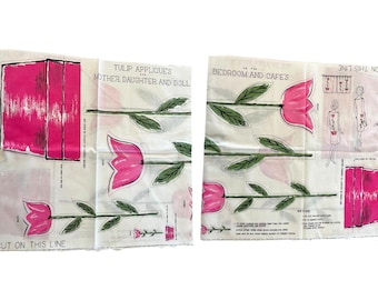 Vintage 1960s New Old Stock Printed Fabric Tulip Appliqués for Apparel and Crafts
