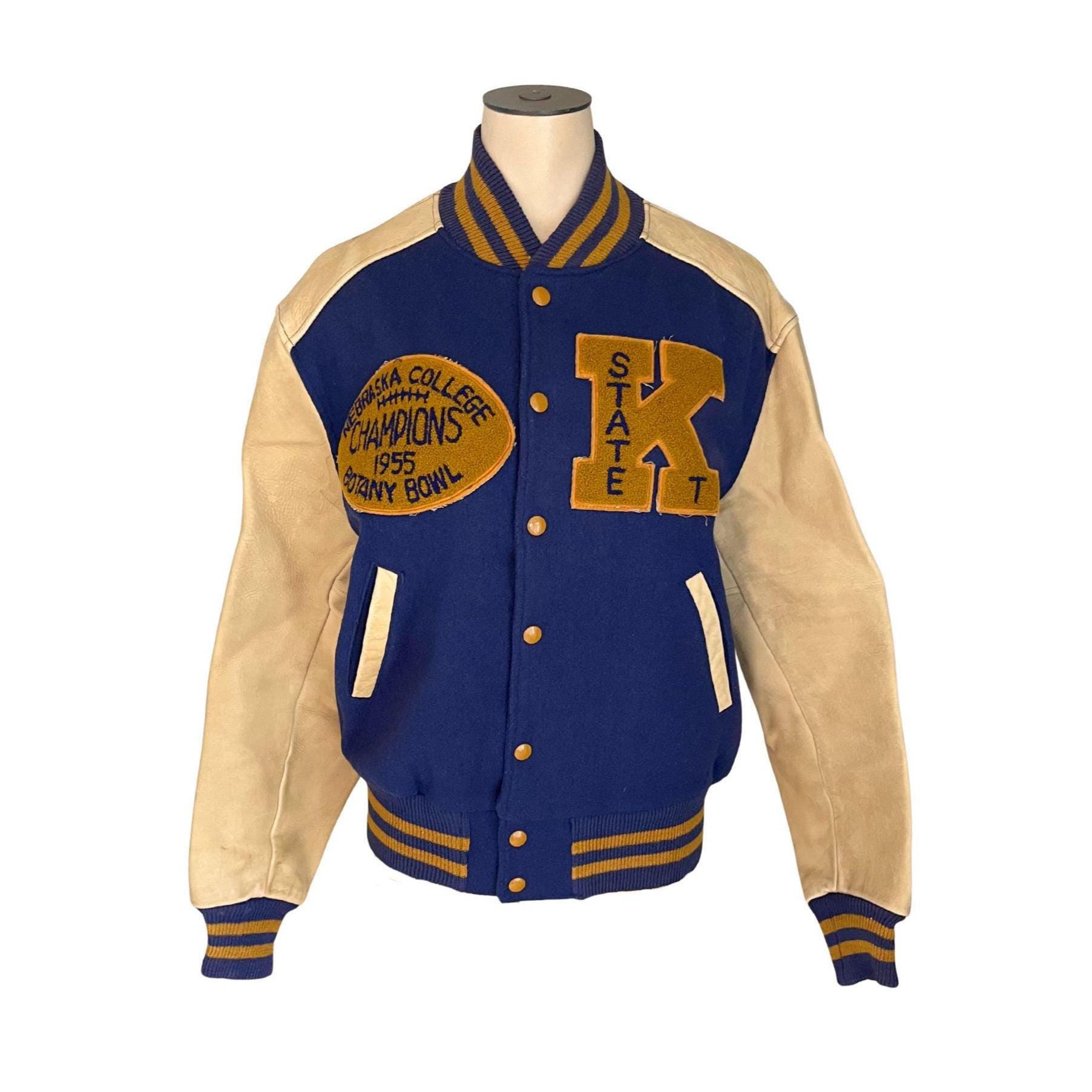 Vintage 1950s Men's Kearney State Wool and Leather Letter Jacket
