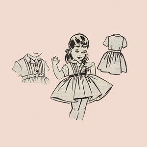 Vintage UNUSED 1950s Girls&#39; Mail Order Shirtwaist Dress Pattern 1-482 Size 3 Years (22&quot; Chest)