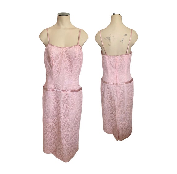Vintage 1960s Pink Lace Sleeveless Dress and Jack… - image 5