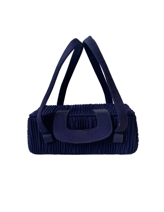 Vintage 1930s 40s Navy Rayon Box Purse