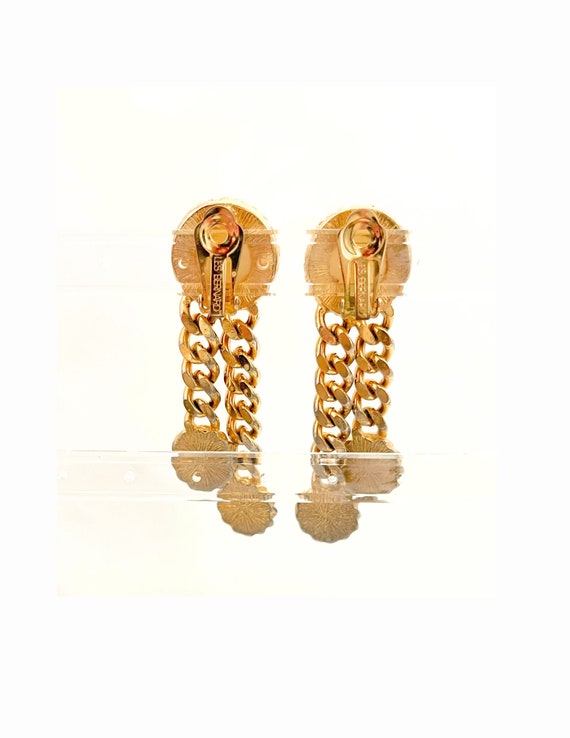 Vintage 1980s Les Bernard Gold Chain Drop Earrings - image 2
