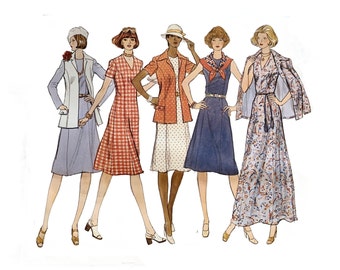 Vintage jaren 1970 ONBESNEDEN Vogue basisontwerp damesjas en jurk patroon 1199 maat 42 (46" buste)