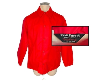 Vintage UNWORN 1960s 70s David Peyser Warm Up Jacket Red // Size Tall Medium